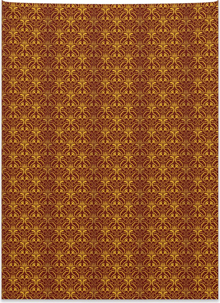 Abakuhaus Gelbes Damast Wandteppich, Venezianische Blätter aus Weiches Mikrofaser Stoff Kein Verblassen Klare Farben Waschbar, 110 x 150 cm, Braun...