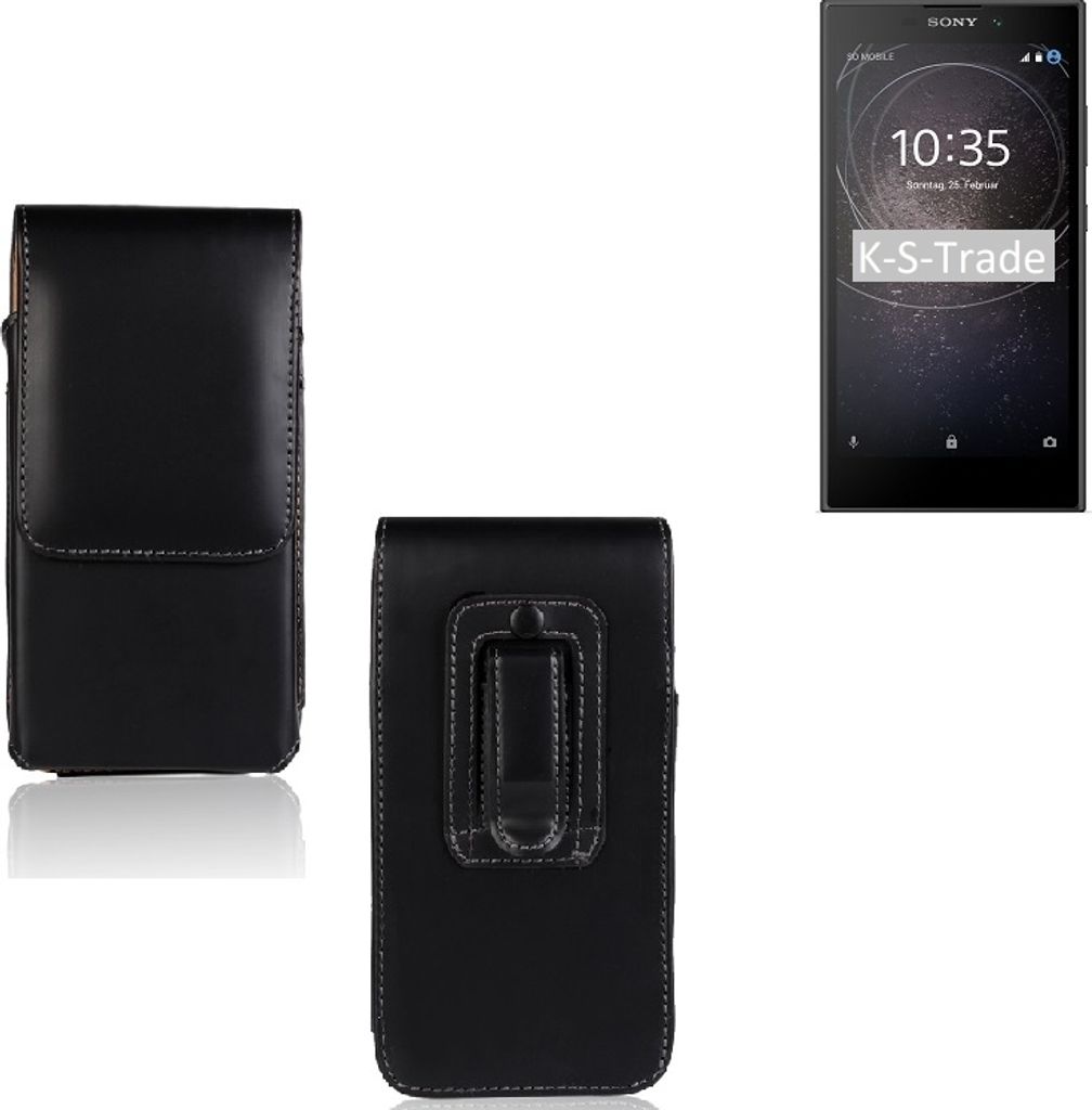 K-S-Trade Gürteltasche kompatibel mit Sony Xperia L2 Dual-SIM Schutz-Hülle Handy-Hülle mit Magnetverschluss Holster in schwarz