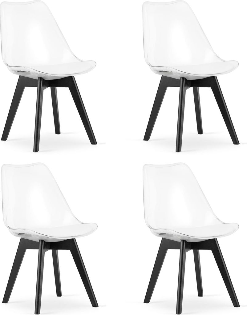 MARK Stuhl - transparent / schwarze Beine x 4