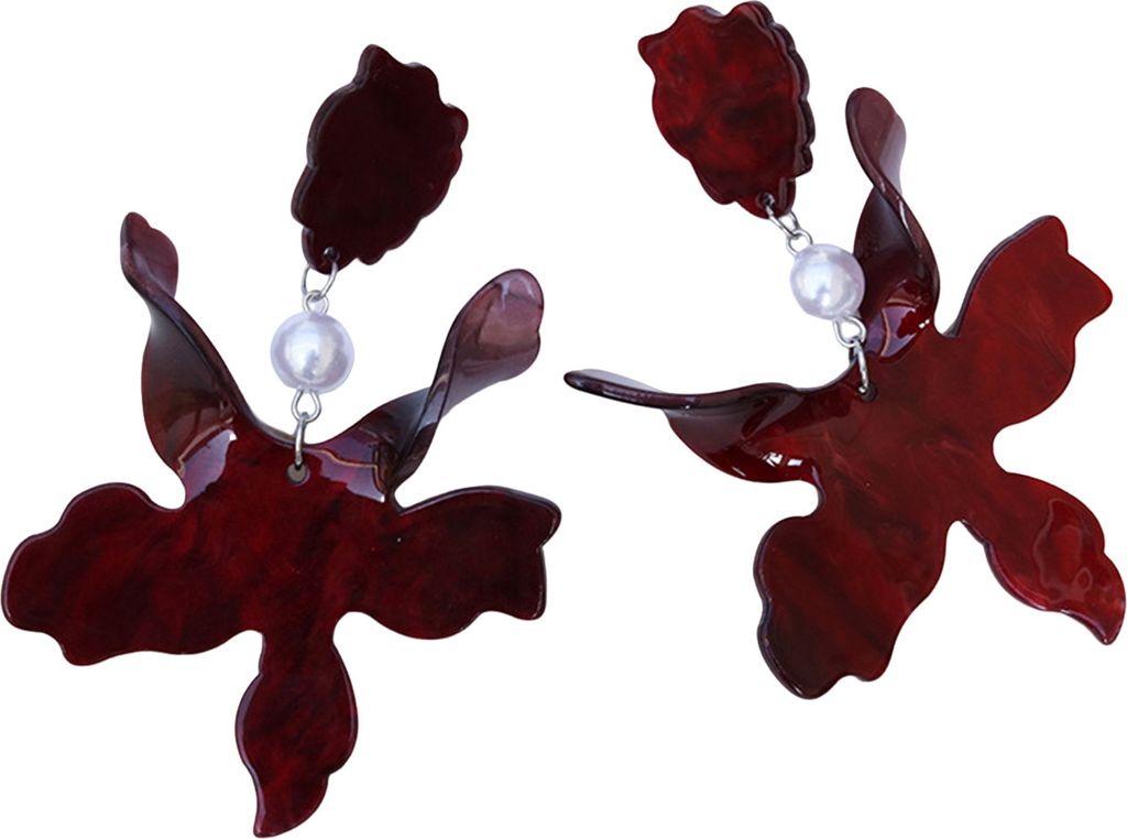 1 Paar Hängeohrringe für Damen, unregelmäßige Blumenform, Kunstperlen-Dekor, Bohemian-Stil, Haken-Ohrringe für Abschlussball und Strand