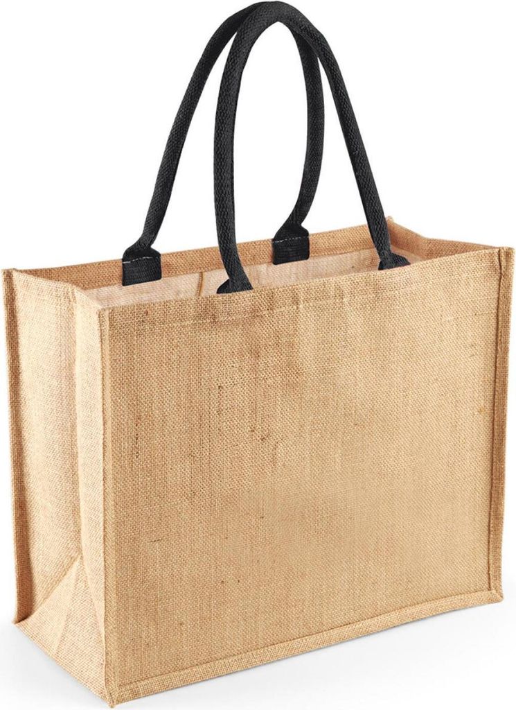 Westford Mill W407 | Classic Jute Shopper 42 x 33 x 19 cm - Farbe: Natural/Black - Größe: One Size