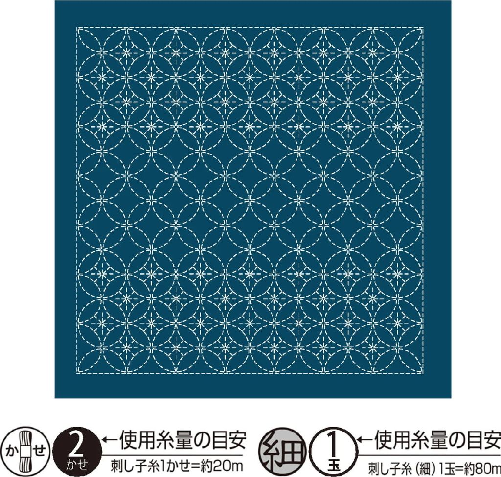 Olympus Sashiko Sampler (nur Stoff) "Hana Fukin (Navy) Produktbild 