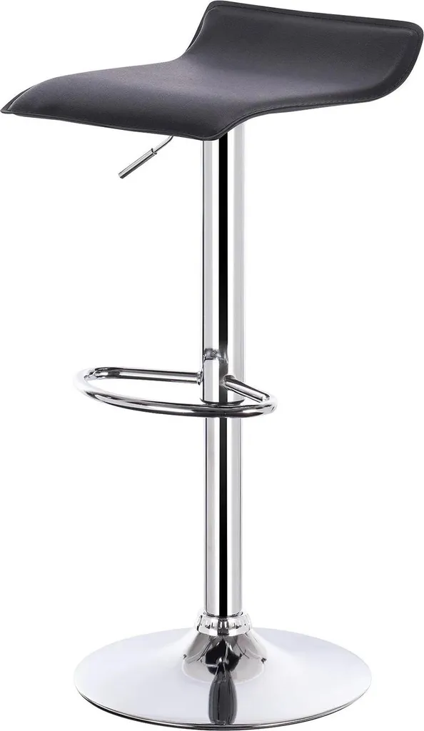 Tabouret de bar noir réglable en hauteur avec pied chromé stable