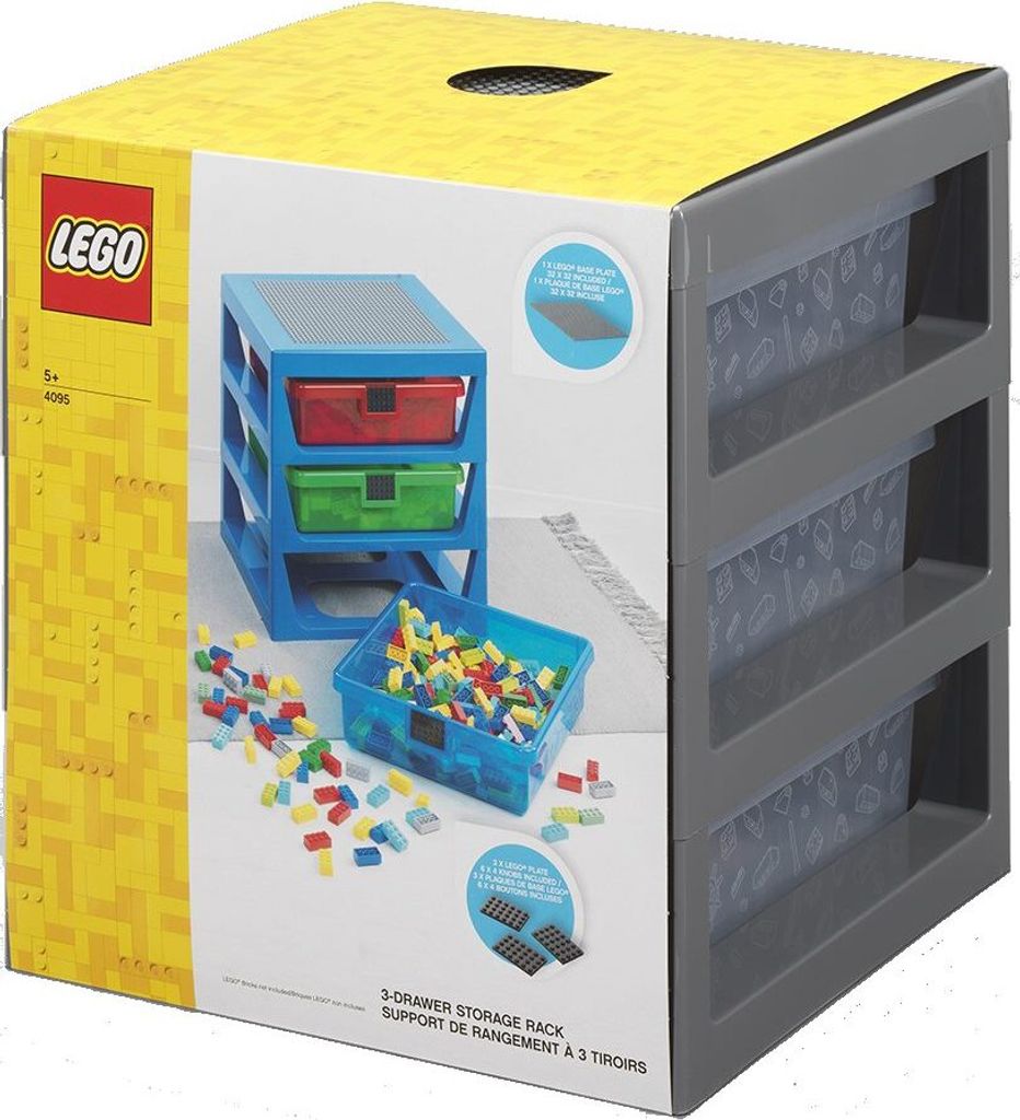 LEGO Coffre à tiroirs 3-DRAWER STORAGE RACK tiroirs gris