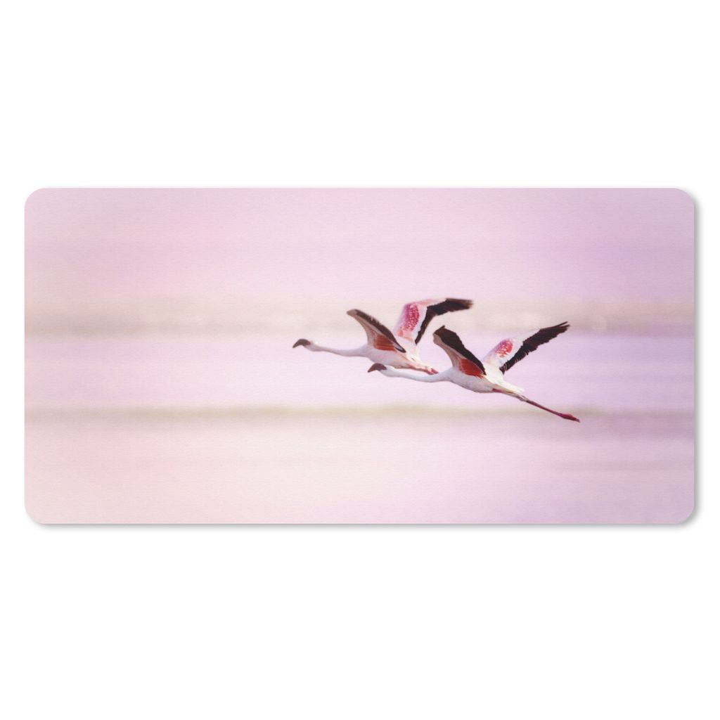 MuchoWow Mauspad Mousepad Zwei Flamingos vor einem rosa Himmel 60x30 cm - Mousepads - Maus Mat - Pad - Mausunterlage - Nachhaltig