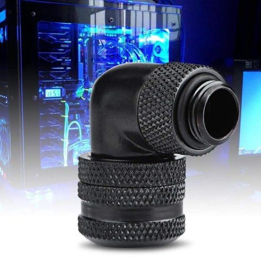 Raccord de tuyau encastrable 90° filetage G1/4 noir pour Watercooling PC