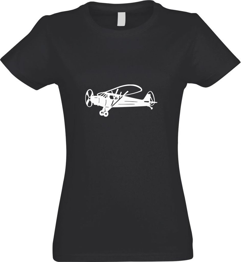 Kiwistar - T-Shirt tailliert - Damen - Graphit - Propellermaschine Flugzeug - mit Motiv Bedruckt - Funshirt Design - Sport - Freizeit - Damen - L