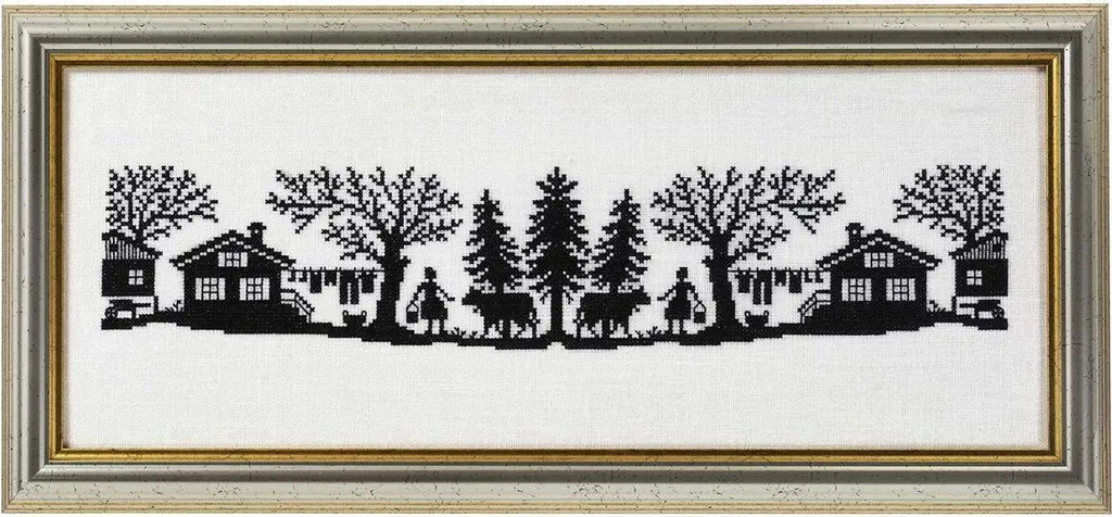 Kit Point de Croix Qualité Supérieure : Broderie Schattenbild 20x50cm