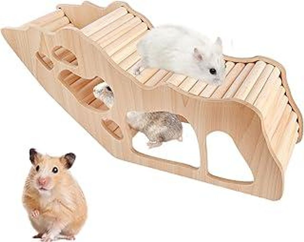 Hamster Haus aus Holz, Hamster Tunnel, Hamsterhaus Hamsters Versteck, Watchbox Hamsters, Zwerghamsters Zubehör für Den Käfig für Rennmäuse Rat...