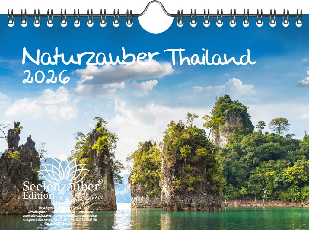 Naturzauber Thailand DIN A5 Kalender für 2026 Landschaft Reise Meer Natur Land Uraub Strand - Seelenzauber