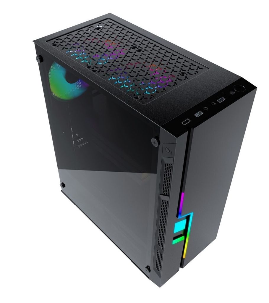Gembird Fornax 2000 RGB - Midi Tower - PC - Schwarz - ATX - ITX - micro ATX - SPCC - Gehärtetes Glas - Gaming