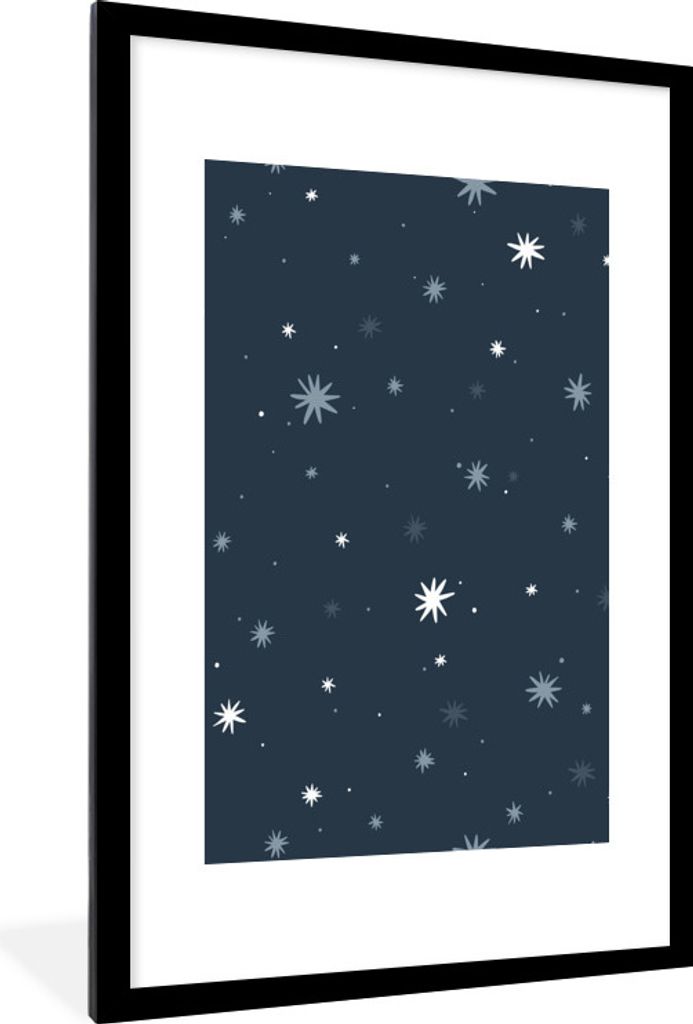 MuchoWow MuchoWow Gerahmtes Poster Stern - Muster - Kinder - Jungen - Mädchen - Baby - Kinder 60x90 cm - Poster mit zchwarzem Bilderrahmen - D...
