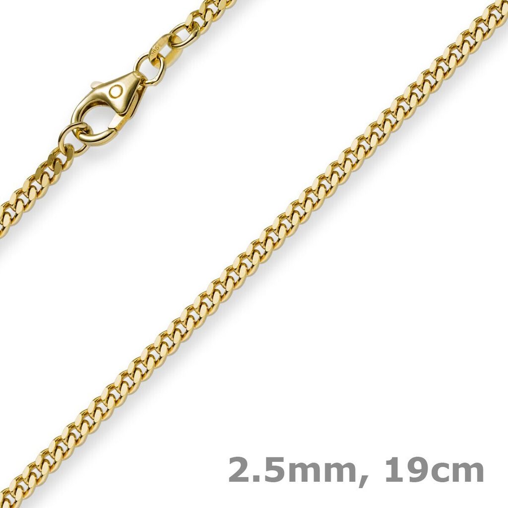 2,5mm Panzerarmband Armband Armkette 585 Gold Gelbgold 19cm Uni