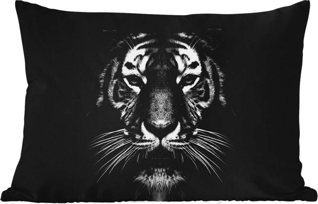 MuchoWow® Outdoor Kissen - Tiger - Tiere - Schwarz - Weiß - Produktbild 