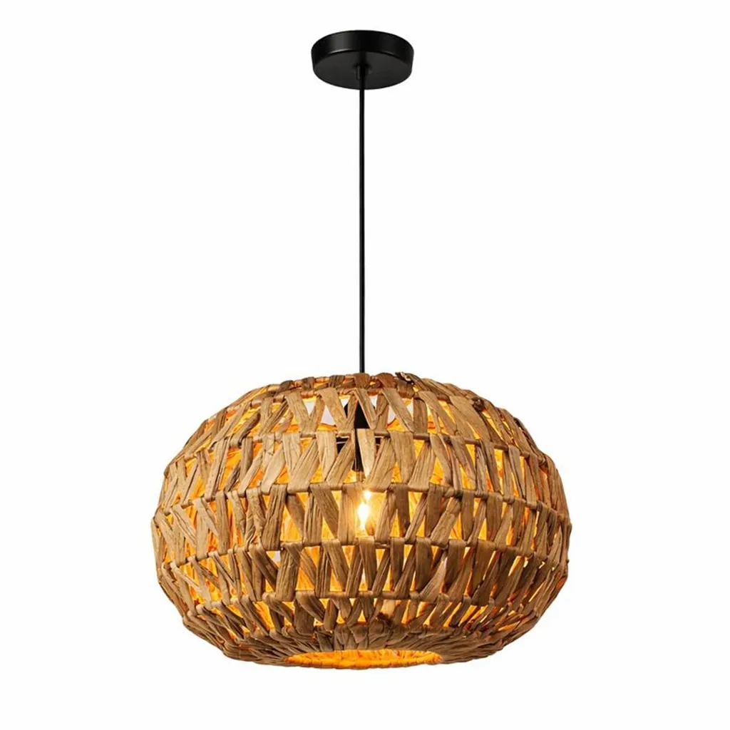 Suspension rotin tressé main Ø 38 cm design nordique NAVIA douille E27