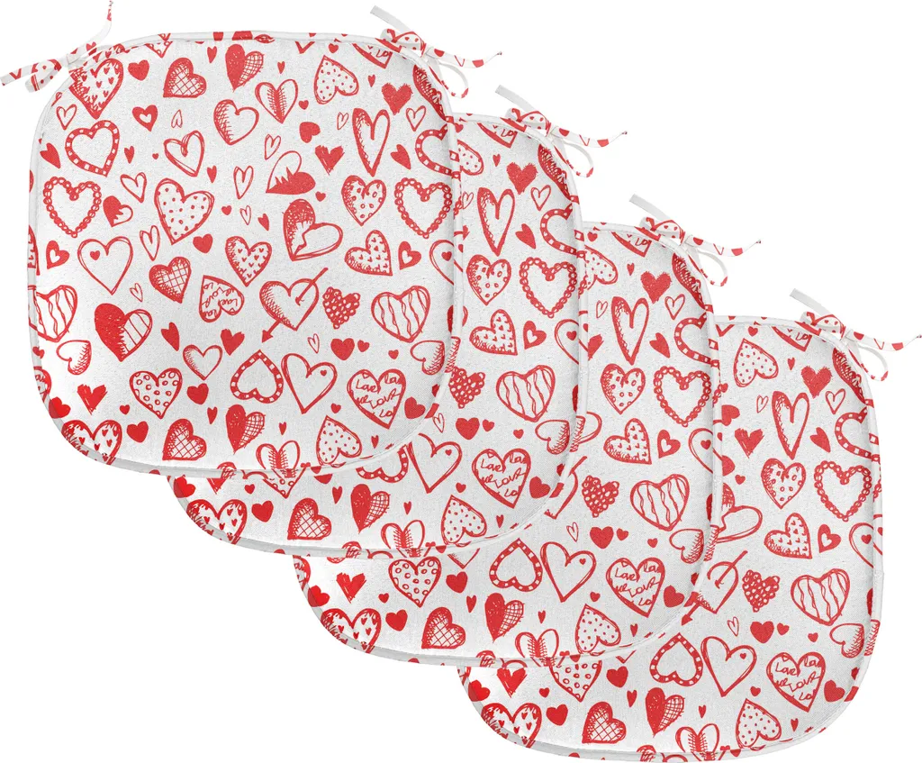 ABAKUHAUS Set 4 Cuscini Imbottiti per Sedie 40x40 Rosso Bianco