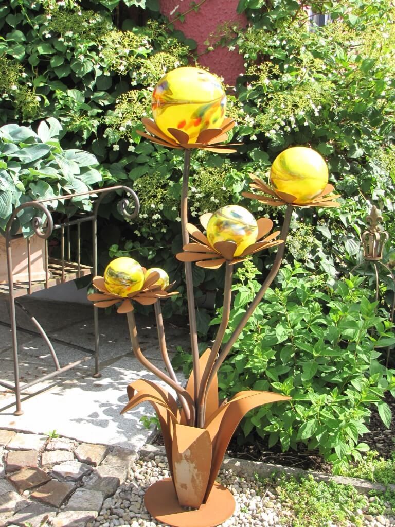 Edelrost Glasbloem, "Blumenzauber", 120 cm, geel Productafbeelding 