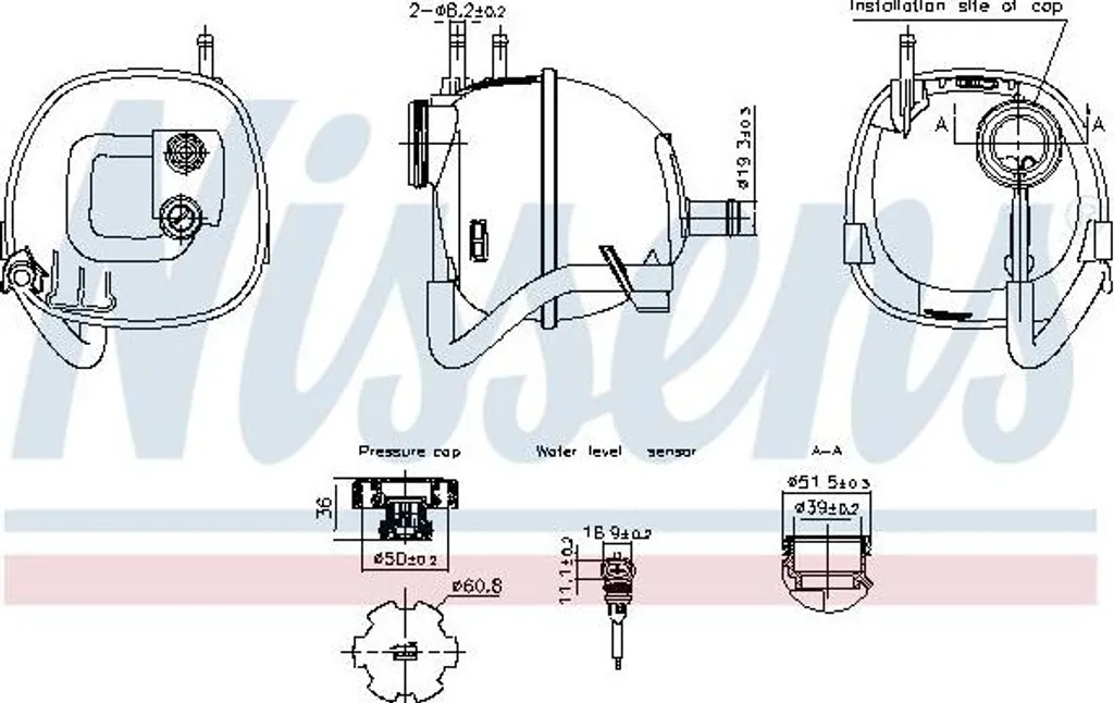 Vase d'expansion NISSENS 996222 pour Opel Signum et Vectra C OE 1304237