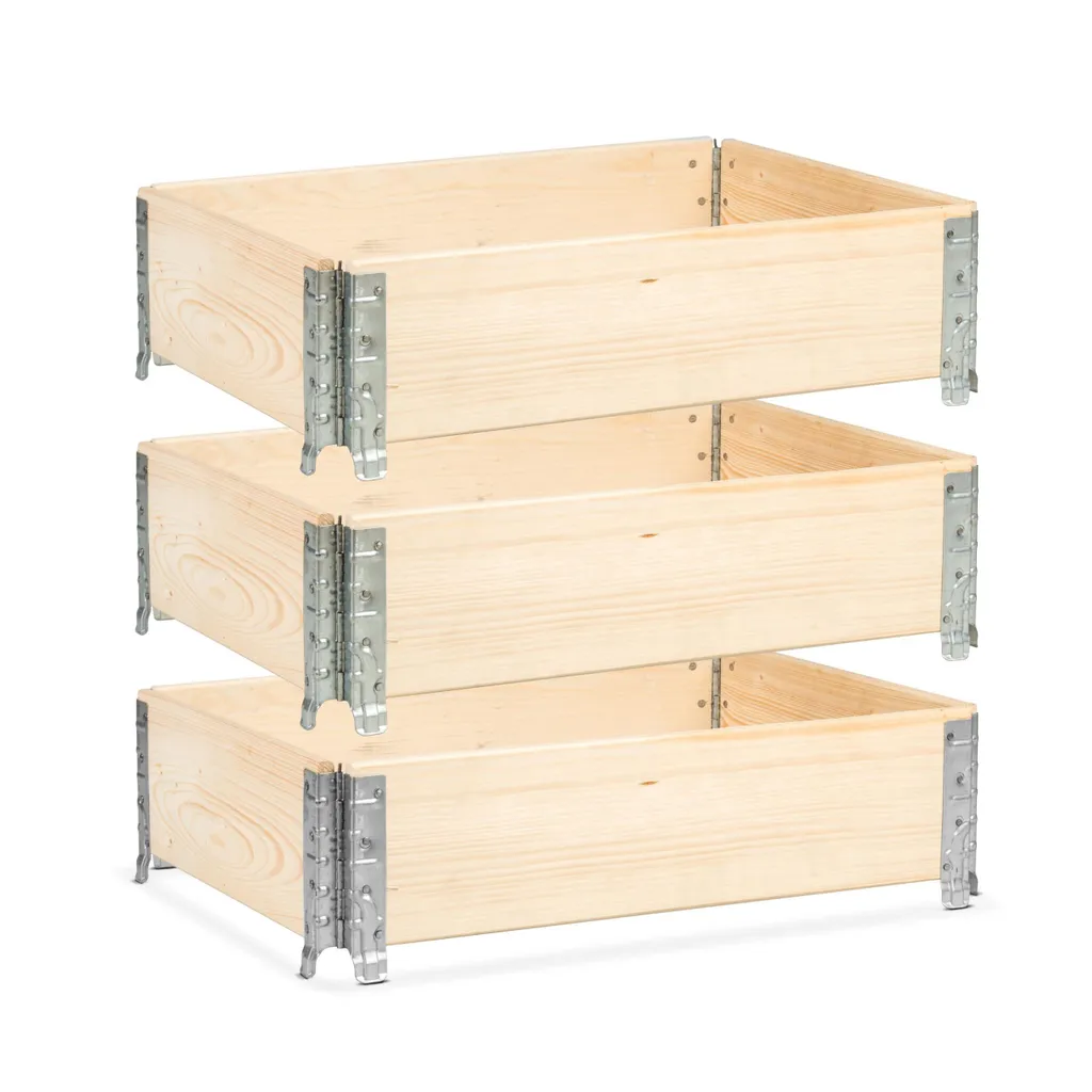 Lit surélevé empilable en bois 80x60x20 cm - Cadres emboîtables par 3