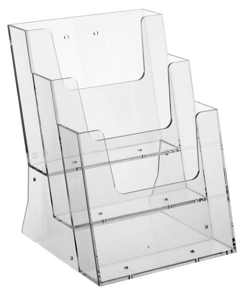 DIN A5 Prospektständer Hochformat mit 3 Etagen Tischprospkethalter Flyerhalter Flyerständer transparent
