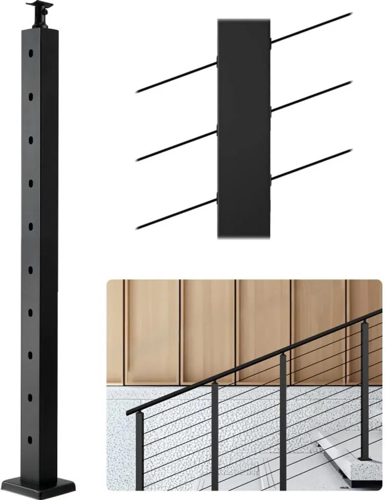 Poteau de sécurité 914mm pour escalier avec inclinaison 30° et câbles