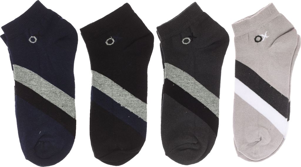 OX 4er-Pack Herren-Söckchen, Herren-Kurzsocken, Baumwolle, bedruckt.