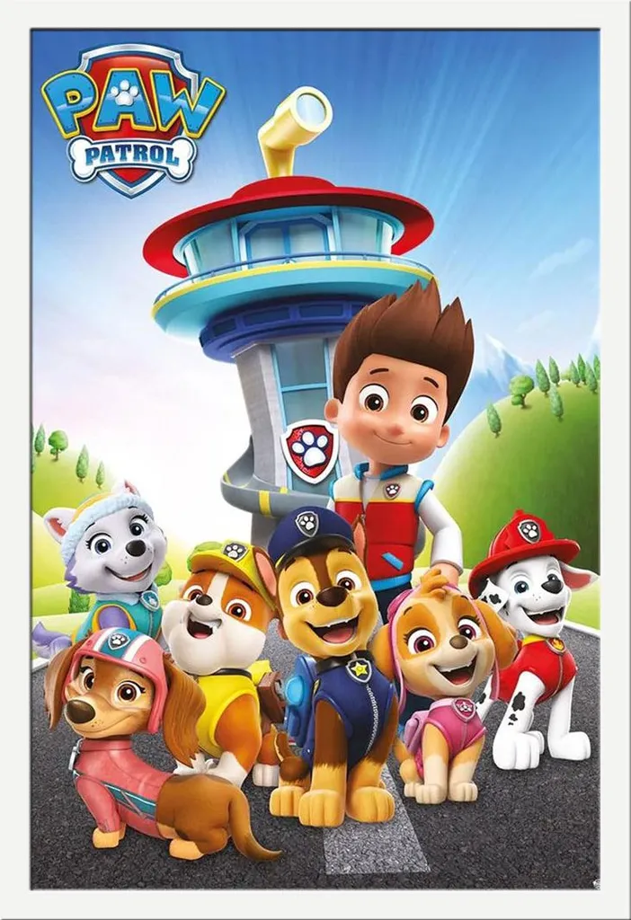 Poster Pat Patrouille avec Cadre pour Décoration de Chambre Enfant