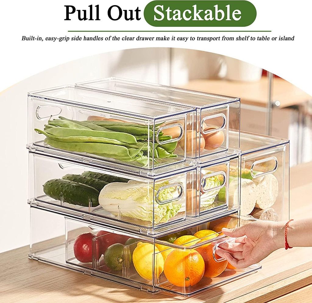 4er-Pack stapelbare Kühlschrank-Organizer-Behälter mit Produktbild 3