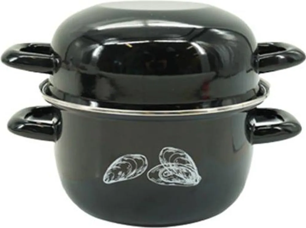 Pentola per Cozze Fackelmann Smaltata Nera 3L - Ideale Cozze alla Marinara