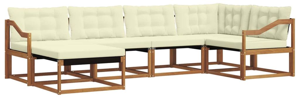 vidaXL Outdoor-Sofagarnitur mit Kissen 6 pcs Natur und Creme