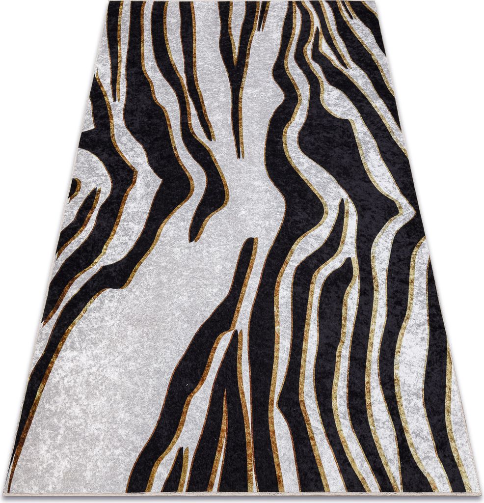 MIRO 52002.807 Waschteppich Zebramuster Anti-Rutsch - creme / schwarz beige 160x220 cm