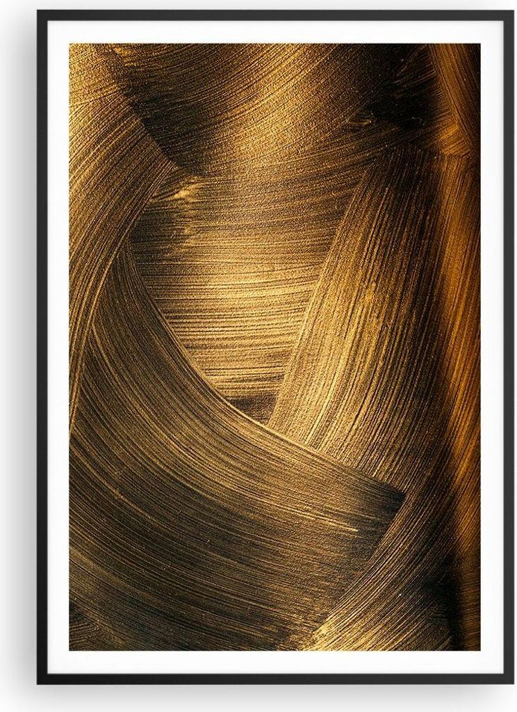Gerahmtes Poster - Schwarzer Rahmen - Abstraktion Gold Textur - 70x100 cm - Wand Bild - Wanddeko - Wandbilder - Kunstposter - Wandposter - Bilderra...