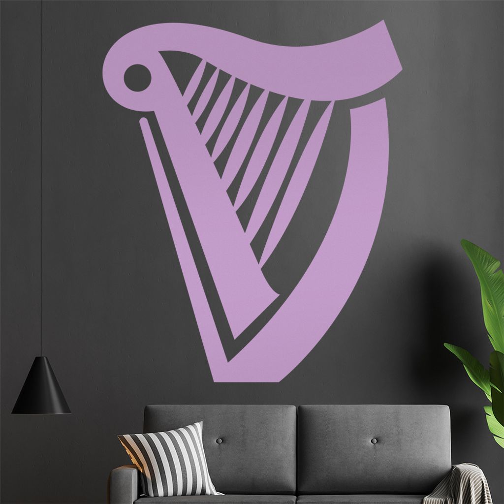 Harfe Wandtattoo in 6 Größen - Wandaufkleber Wall Sticker - Dekoration, Küche, Wohnzimmer, Schlafzimmer, Badezimmer