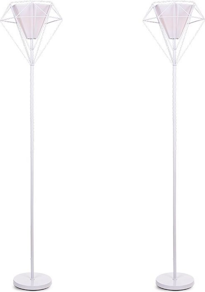 KONSIMO 2er Set Stehlampen im skandinavischen Stil "ACOS", Weiß, Metall