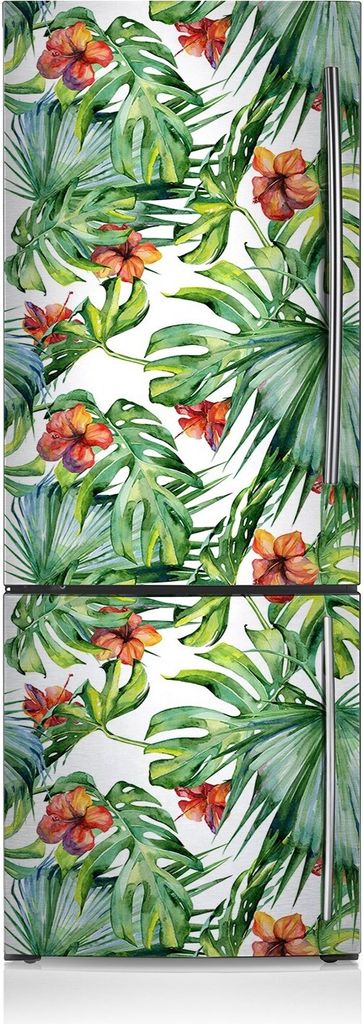 Kühlschrankmagne Kühlschrank Aufkleber Magnetfolie Dekoration 60x180 cm - Hawaiianische Blätter.
