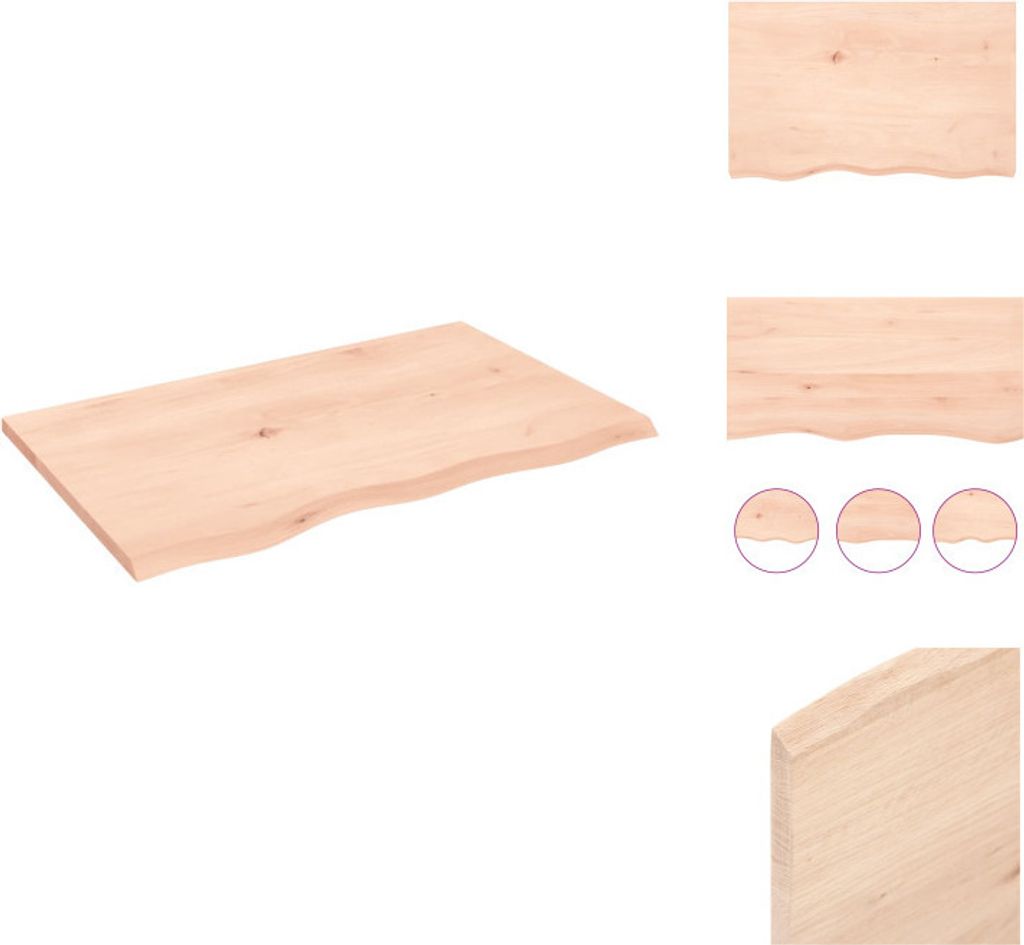 vidaXL Wandregal 80x50x2 cm Massivholz Eiche Unbehandelt - Wandregale