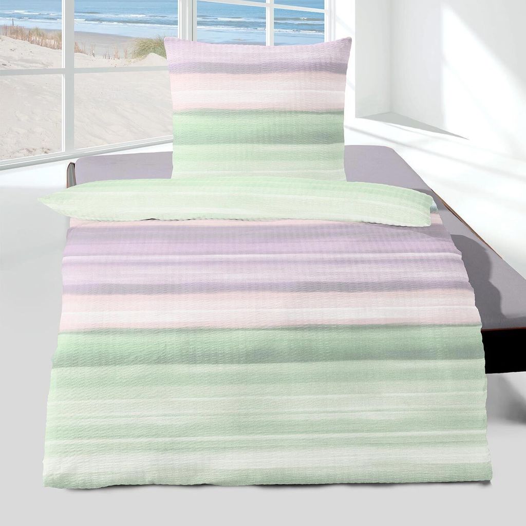 Traumschlaf Seersucker Bettwäsche Tuusula pastell 155x220 cm + 80x80 cm