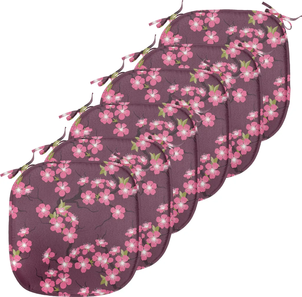 Coussin de Chaise Imperméable à Sangles Lot de 6 Décor Fleurs 40x40 cm
