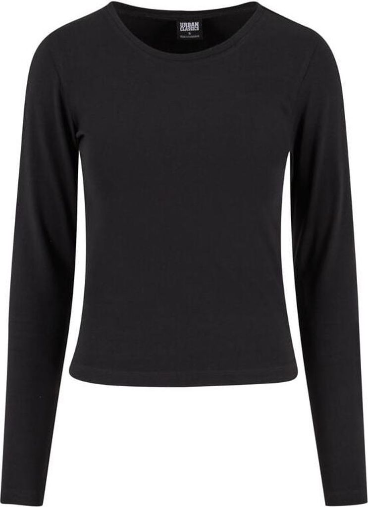 Urban Classics Langarmshirt Damen Ladies Basic Super Slim Longsleeve schwarz XL