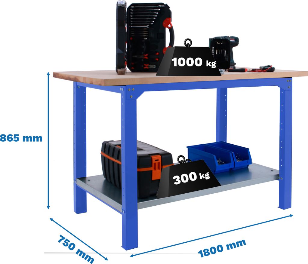 SIMONWORK BT6L PRO LAMINATE 1800 AZUL/FAIA Werkbank mit Parafuses