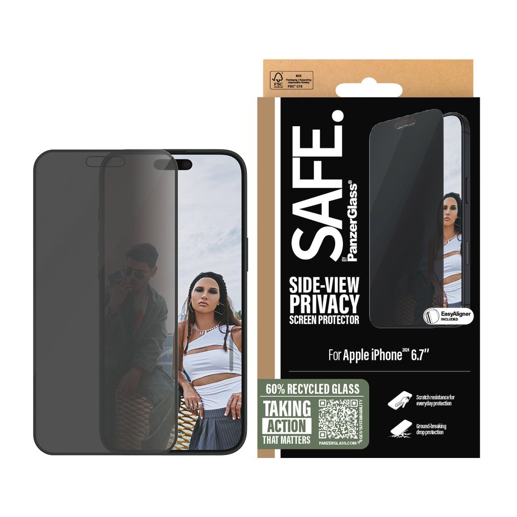 SAFE von PanzerGlass iPhone 16 Plus 6.7" Privatsphären-Schutzfolie Ultra-Breite Passform SAFEP95877