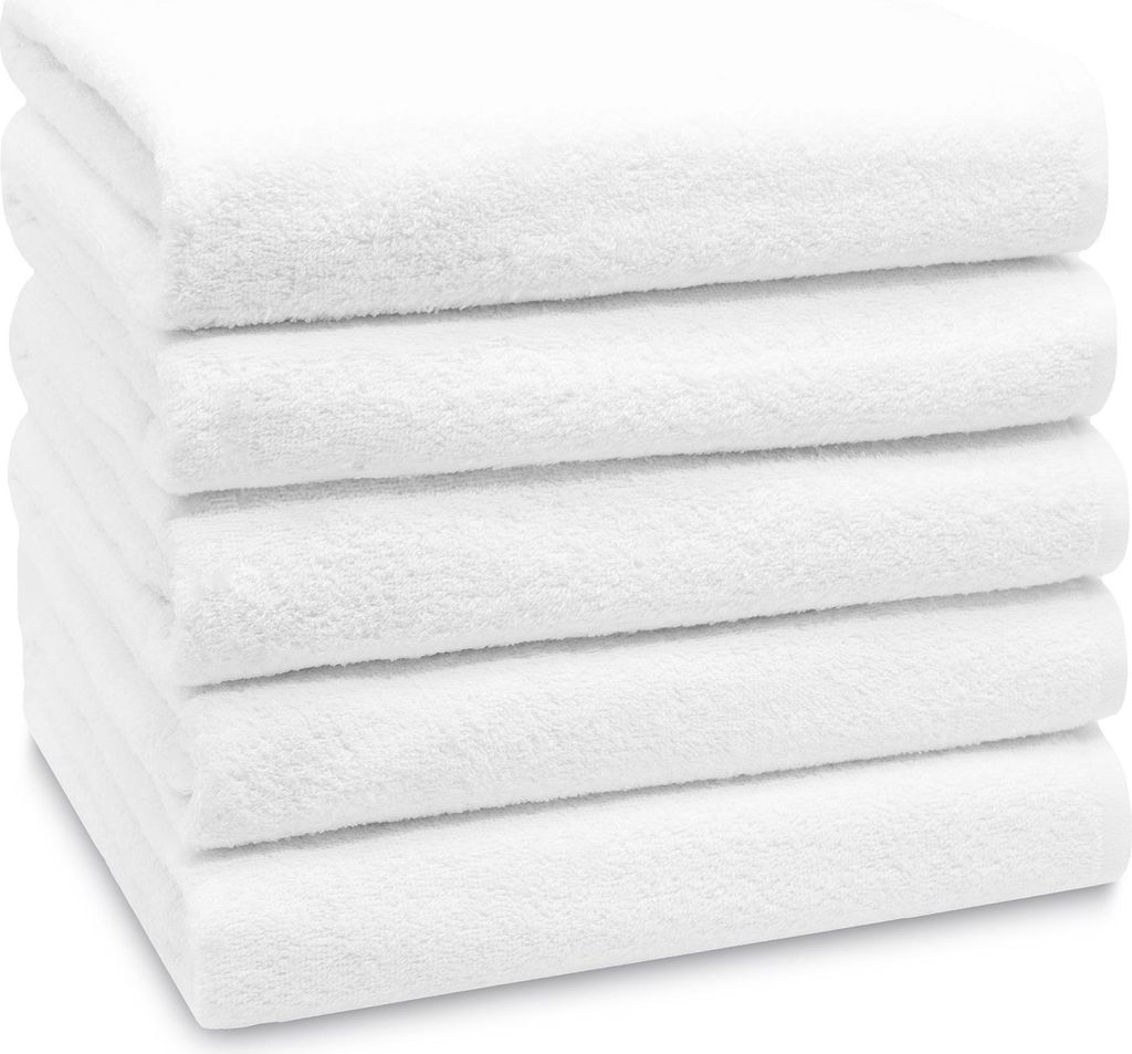 5er Set Duschtücher, 70x140 cm, 100% Baumwolle, weiß Produktbild 