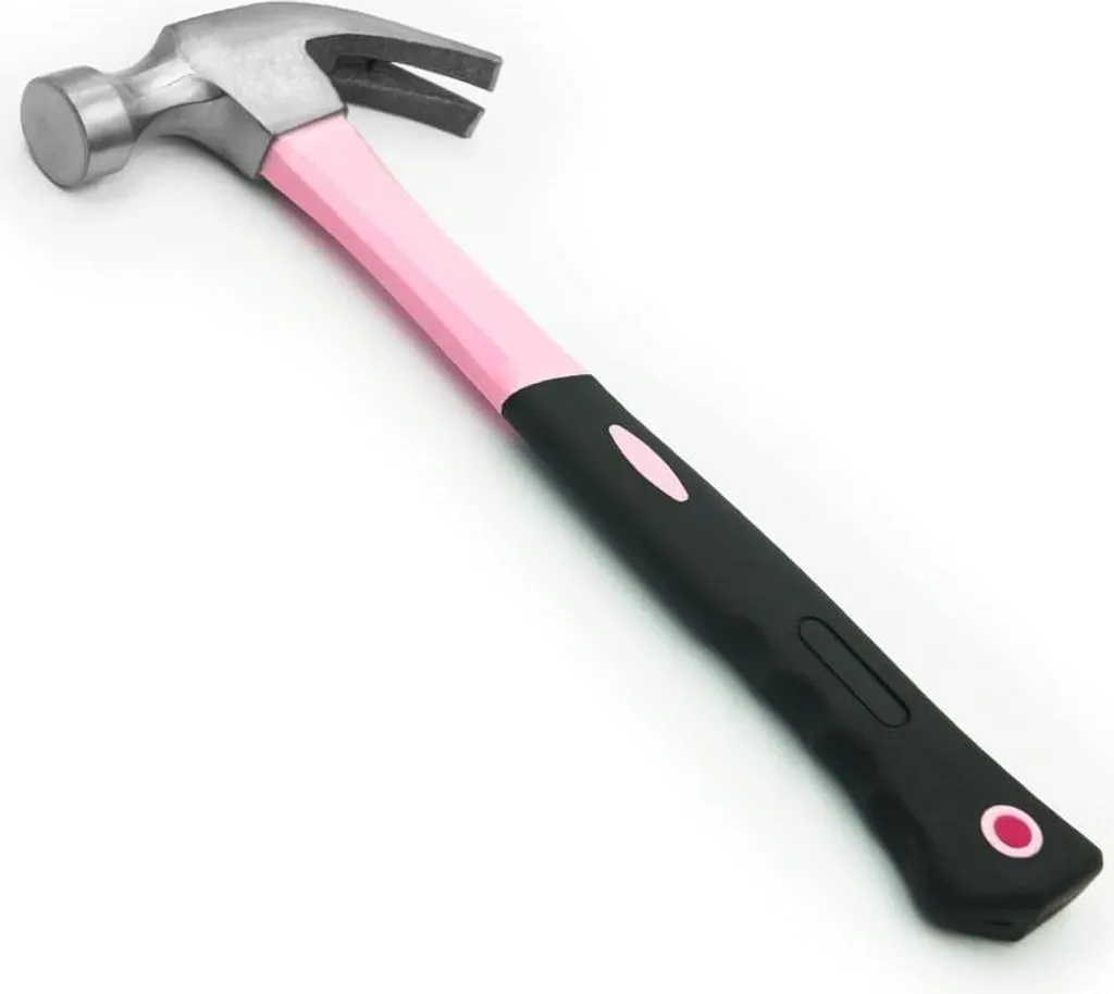 Petit marteau rose à griffes de 8 oz avec manche ergonomique antidérapant