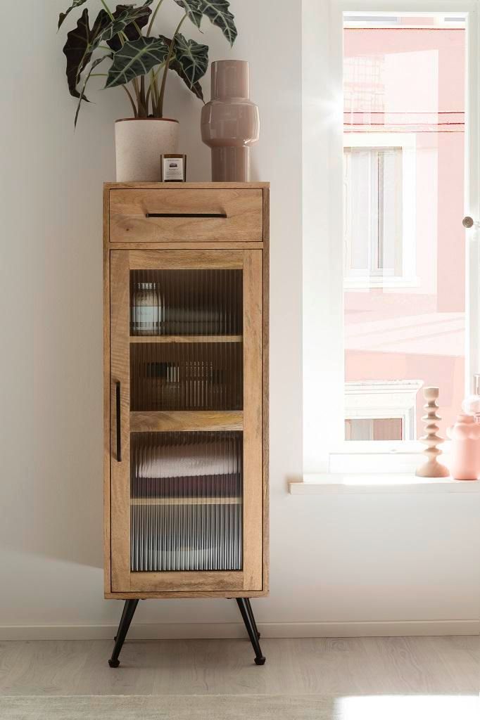 Badmidischrank 42x123cm 'Manchester' Mango honigfarben massiv