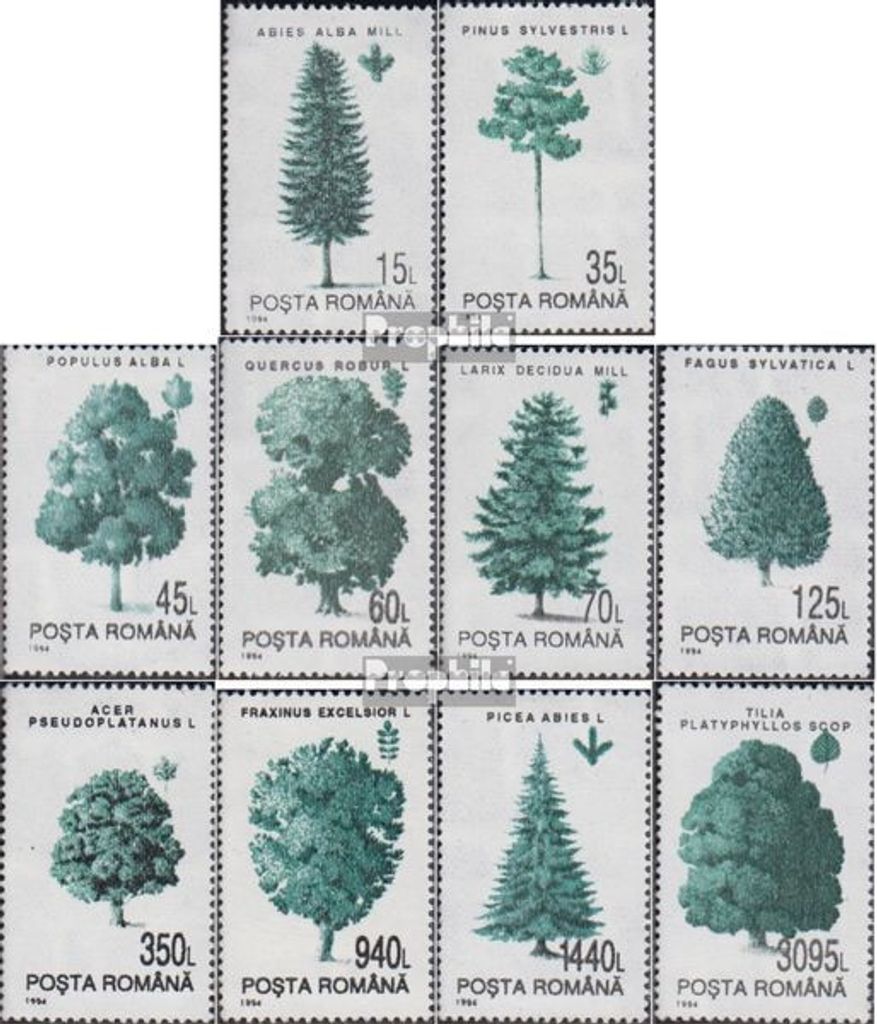 Briefmarken Rumänien 1994 Mi 4982Y-4991Y (kompl.Ausg.) postfrisch Freimarken: Bäume
