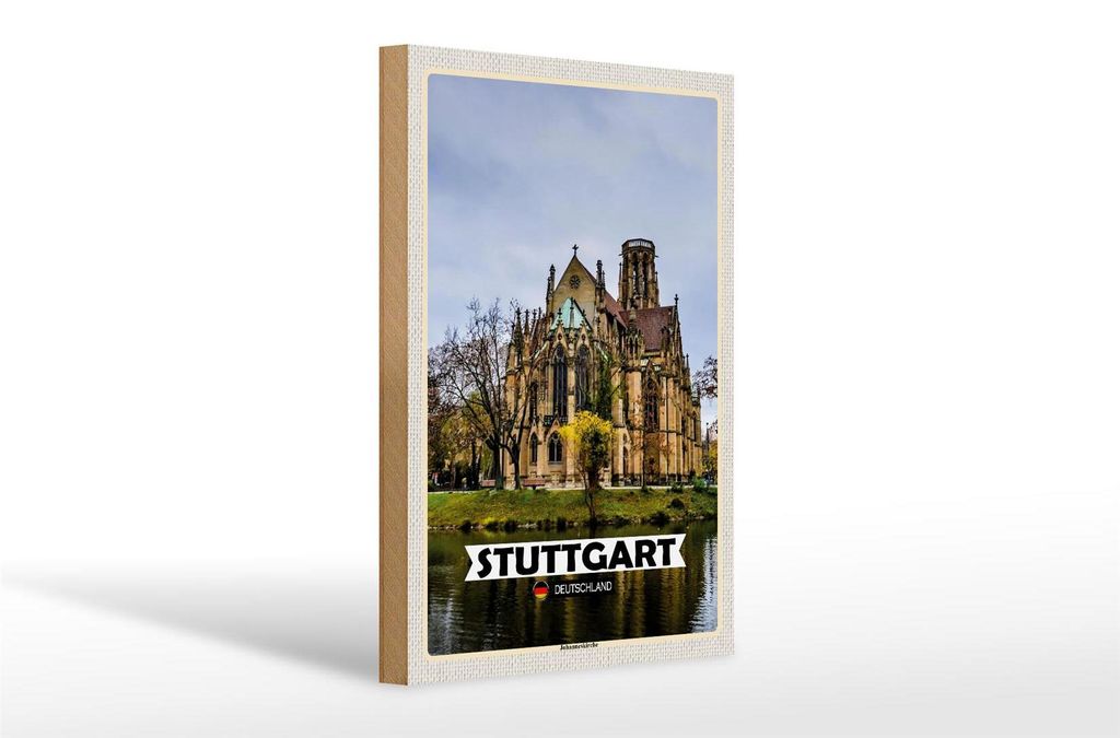 Holzschild Städte Stuttgart Johanneskirche 20x30cm Geschenk