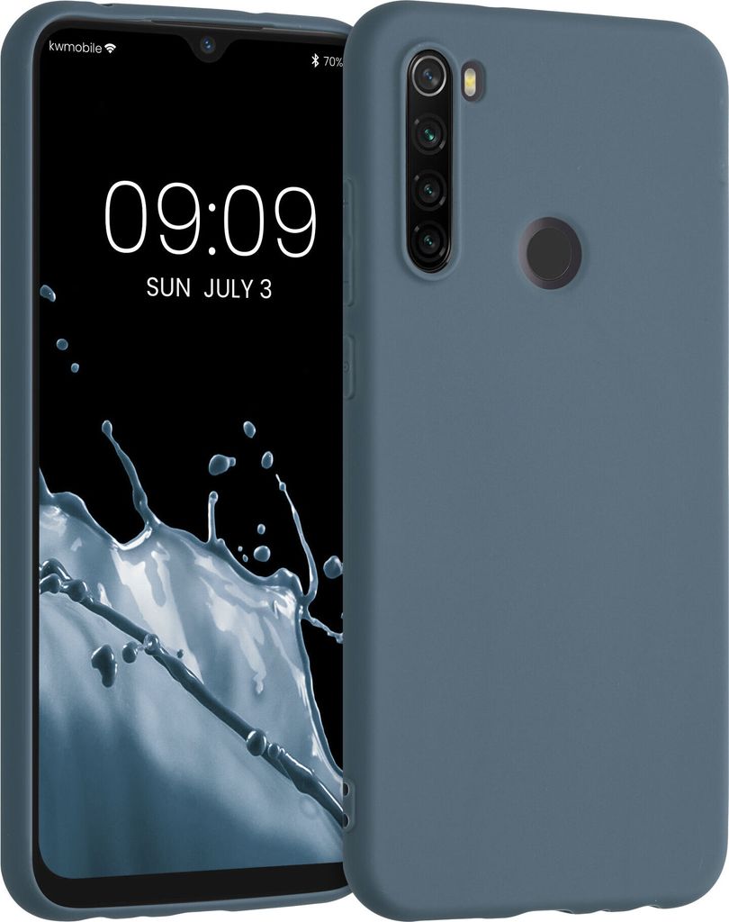 kwmobile Hülle kompatibel mit Xiaomi Redmi Note 8T Hülle - weiches TPU Silikon Case - Cover geeignet für kabelloses Laden - Dunkler Schiefer