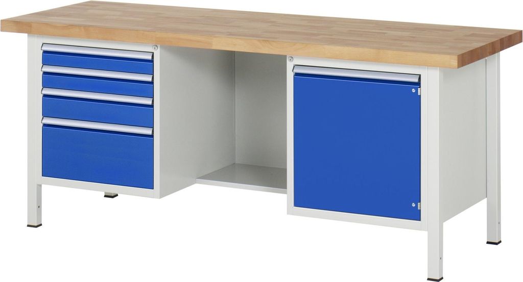 Rau Werkbank höhenverstellbar 8553A2, B2000xT700xH840-1040mm, 4x Schublade-TA, 1x Tür