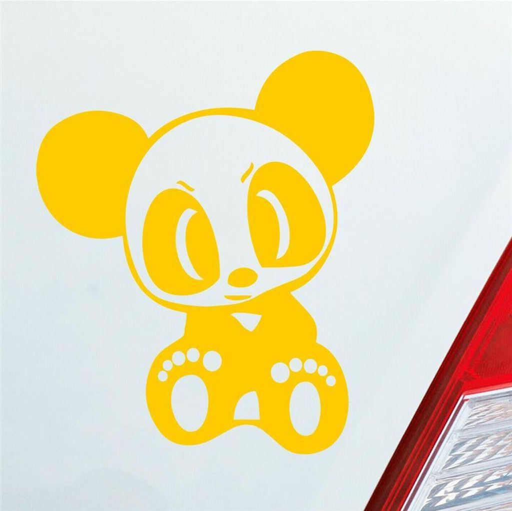 Auto Aufkleber Bad Panda Pandabär Bär Lustig 12x10 cm Gelb Sticker Heckscheibenaufkleber