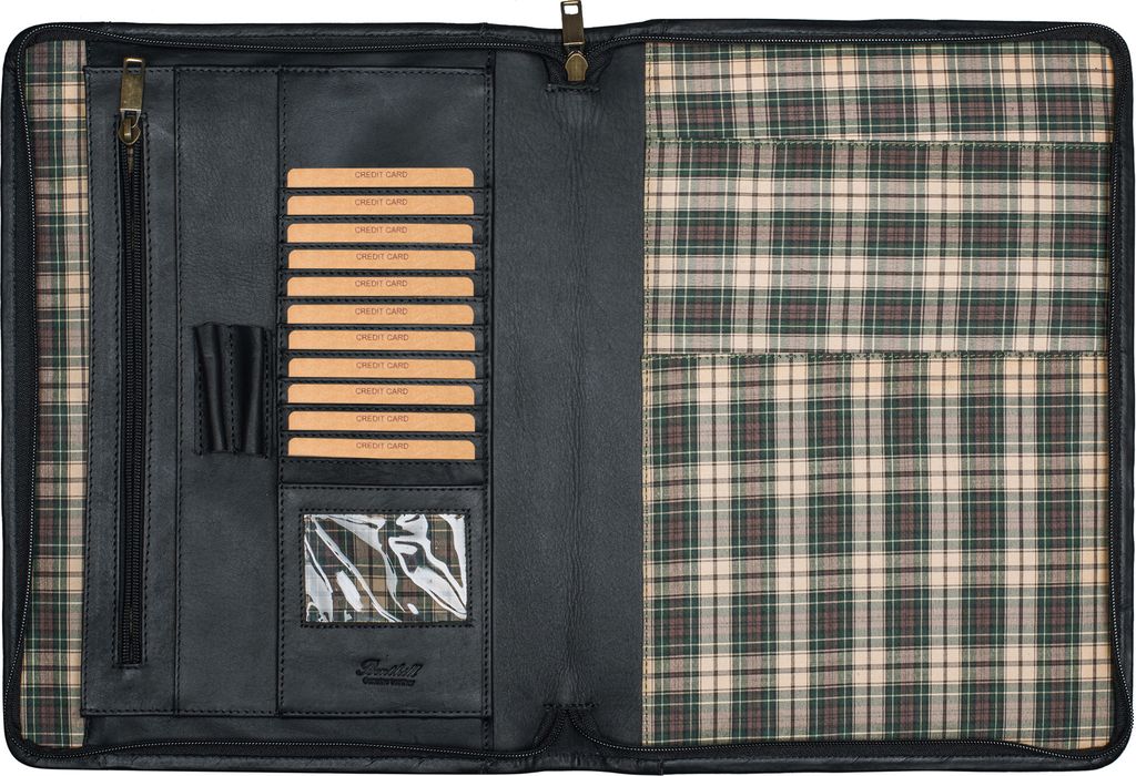 Benthill A4 Leder-Mappe Arbeitsmappe - Konferenzmappe aus echtem Leder - Große Reißverschluss Schreibmappe - Dokumentenmappe aus Rindsleder